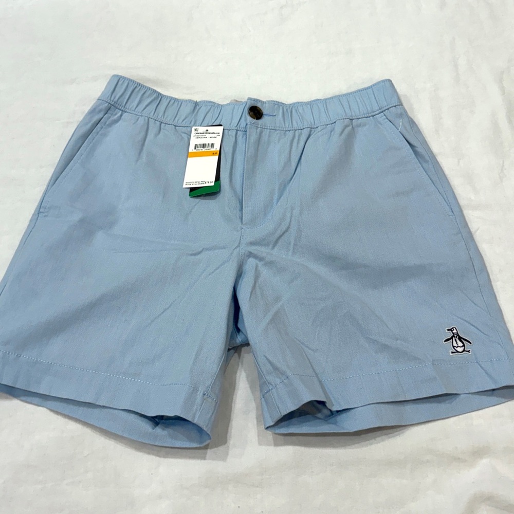 Original Penguin Men's Sky Blue Flat Front Shorts. Size Small. NWT